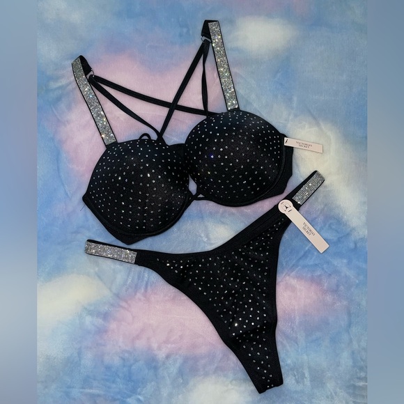 NEW X-LARGE VICTORIA'S SECRET SWIM Shine Strap Bombshell  SET PLUS FREE TOWEL - Picture 3 of 15